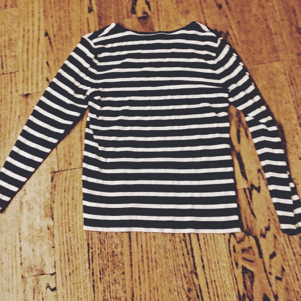 Blue & White Striped Long Sleeve T-Shirt